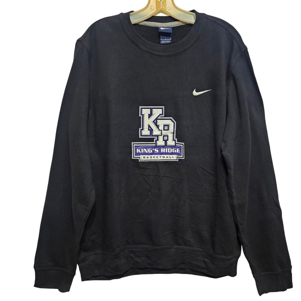 Nike Kings Ridge Basketball Crewneck Sweatshirt Black Mens Large Swoosh Graphic